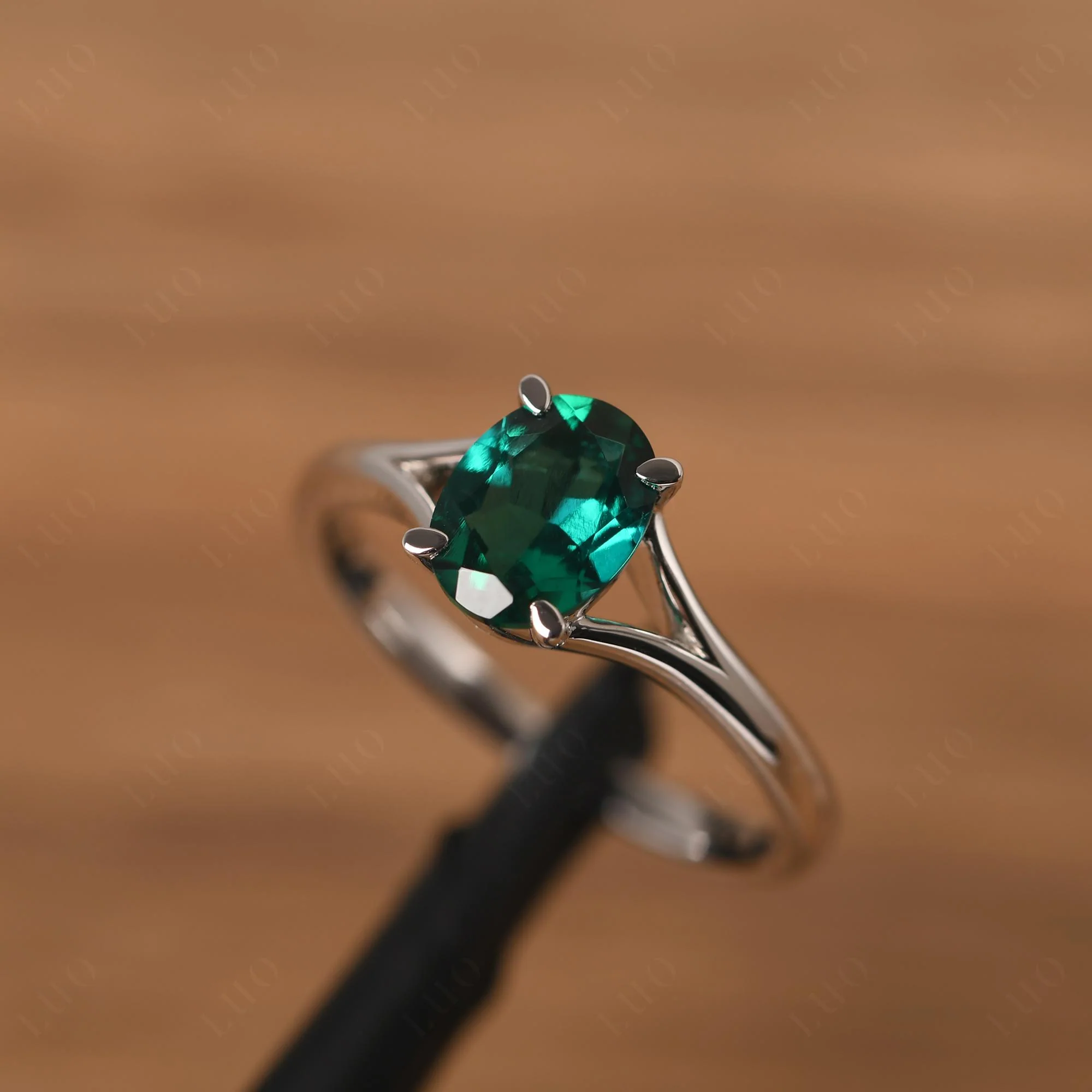 Emerald Split Shank Engagement Ring - Image 30