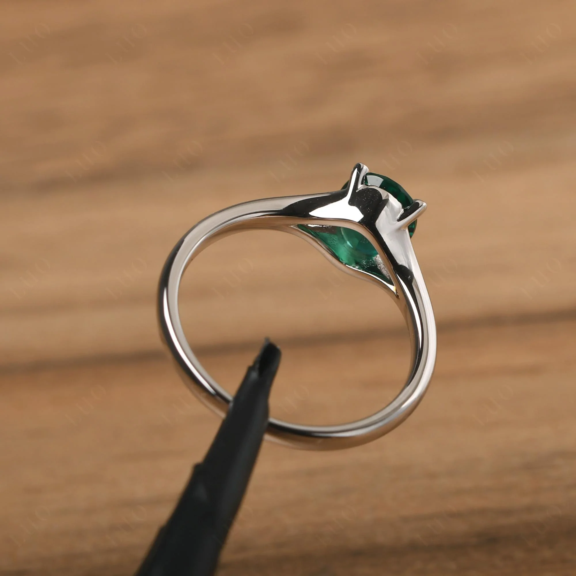 Emerald Split Shank Engagement Ring - Image 31