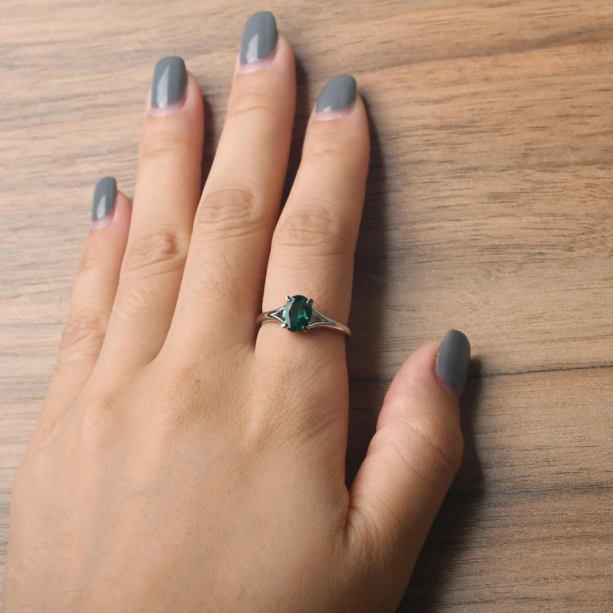 Emerald Split Shank Engagement Ring - Image 33