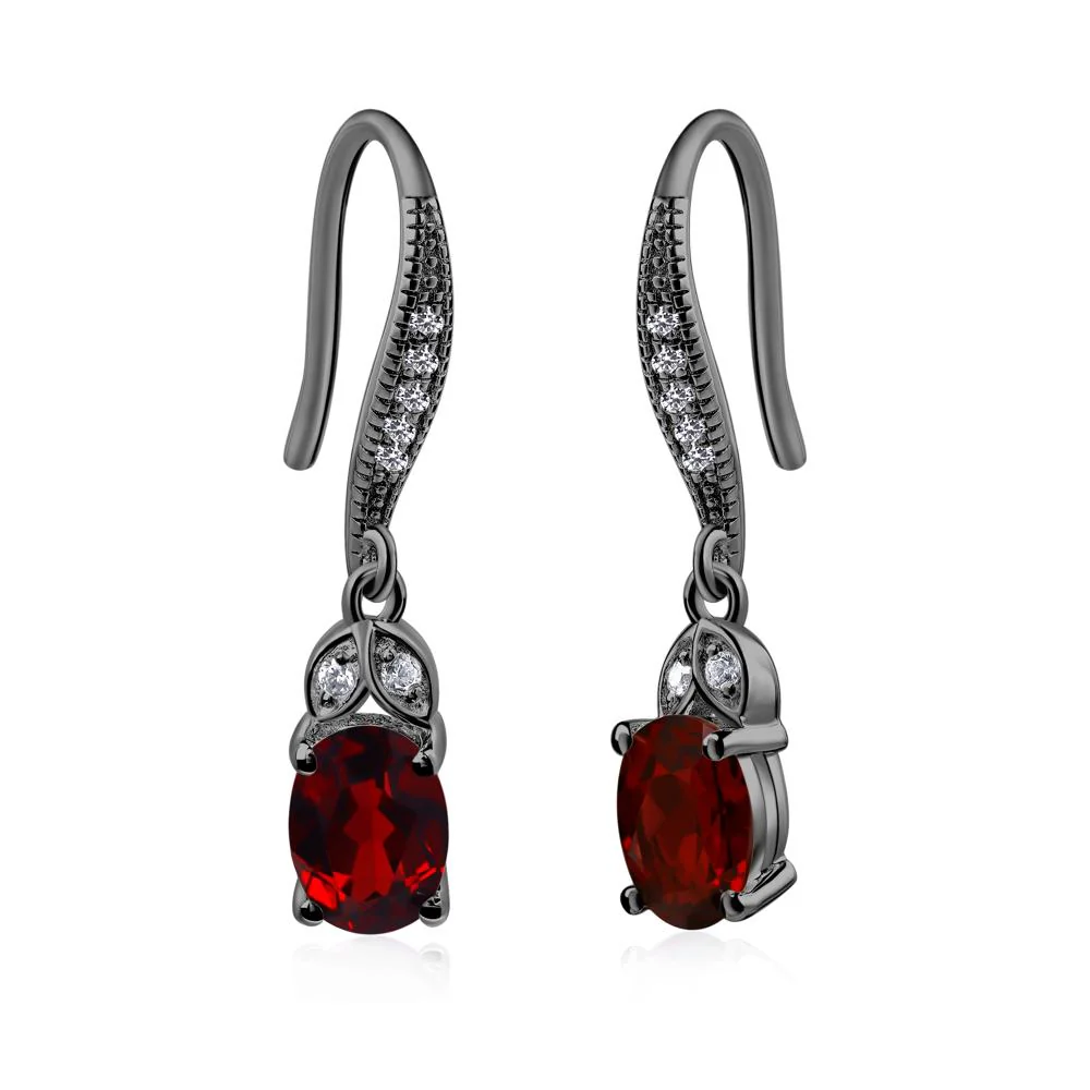 Oval Garnet Dangling Earrings - Image 3