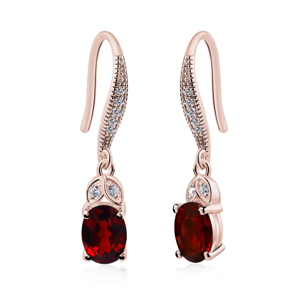 Oval Garnet Dangling Earrings - Image 5