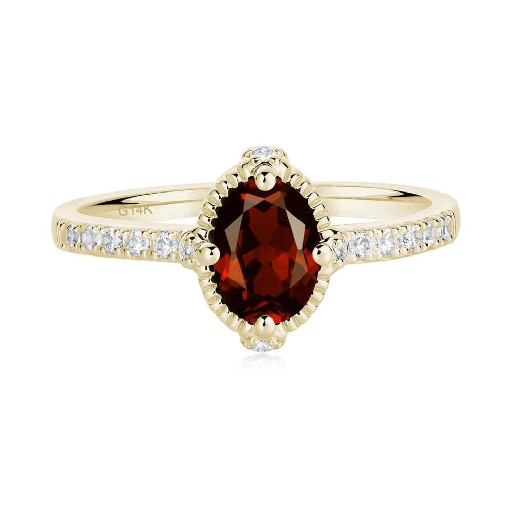 Oval Garnet Milgrain Halo Ring - Image 7