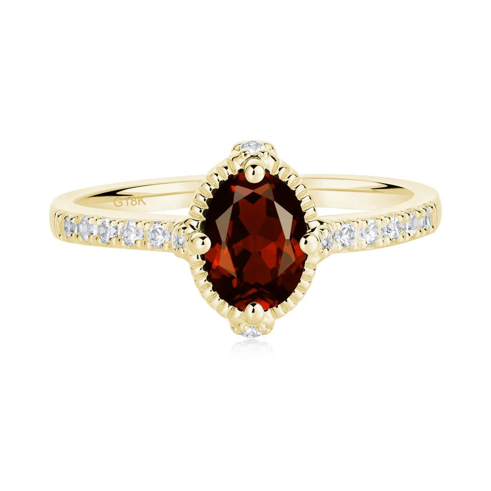 Oval Garnet Milgrain Halo Ring - Image 9