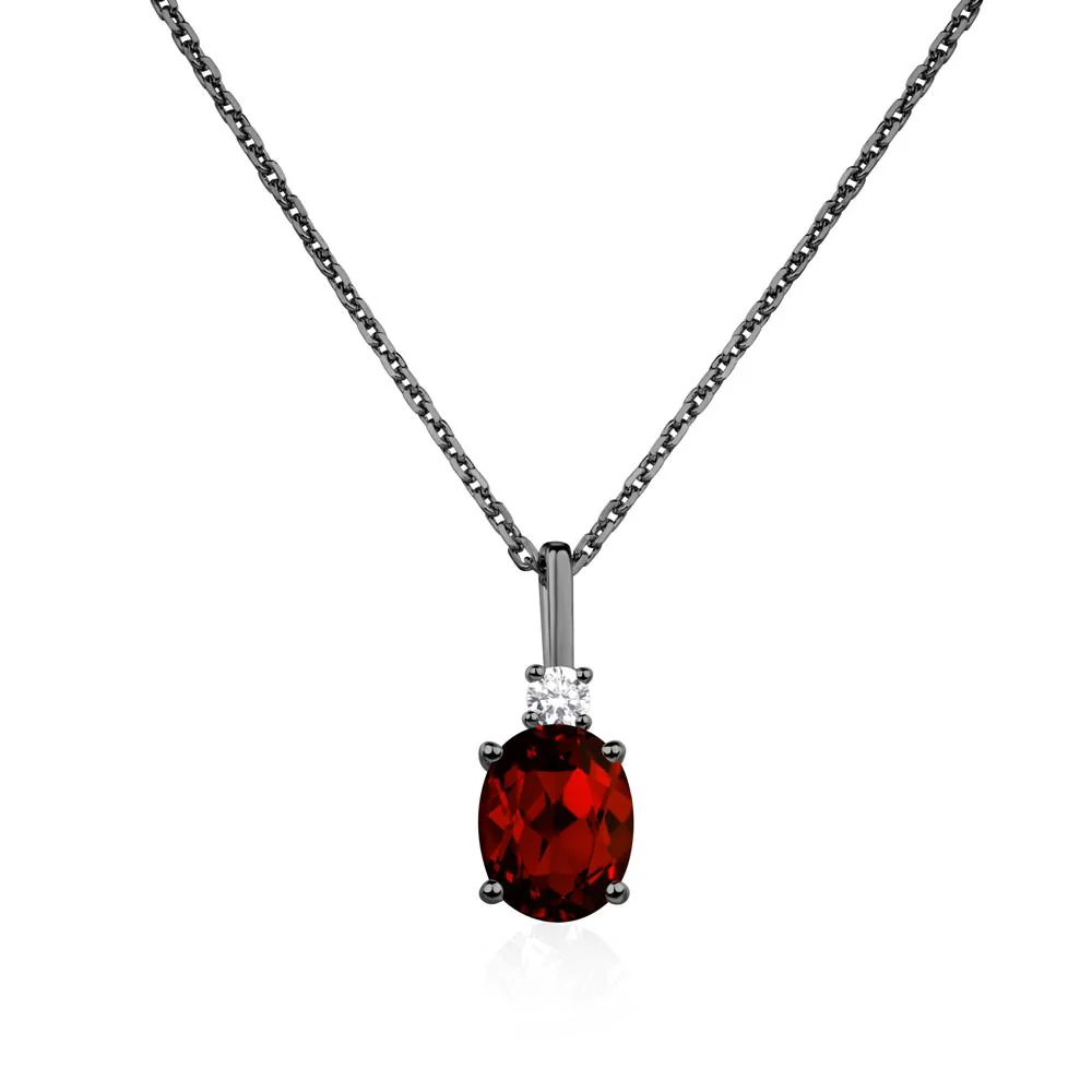 Simple Oval Garnet Necklace - Image 3
