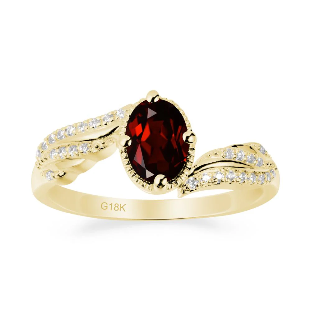 Oval Garnet Ring with Milgrain Halo - Image 6