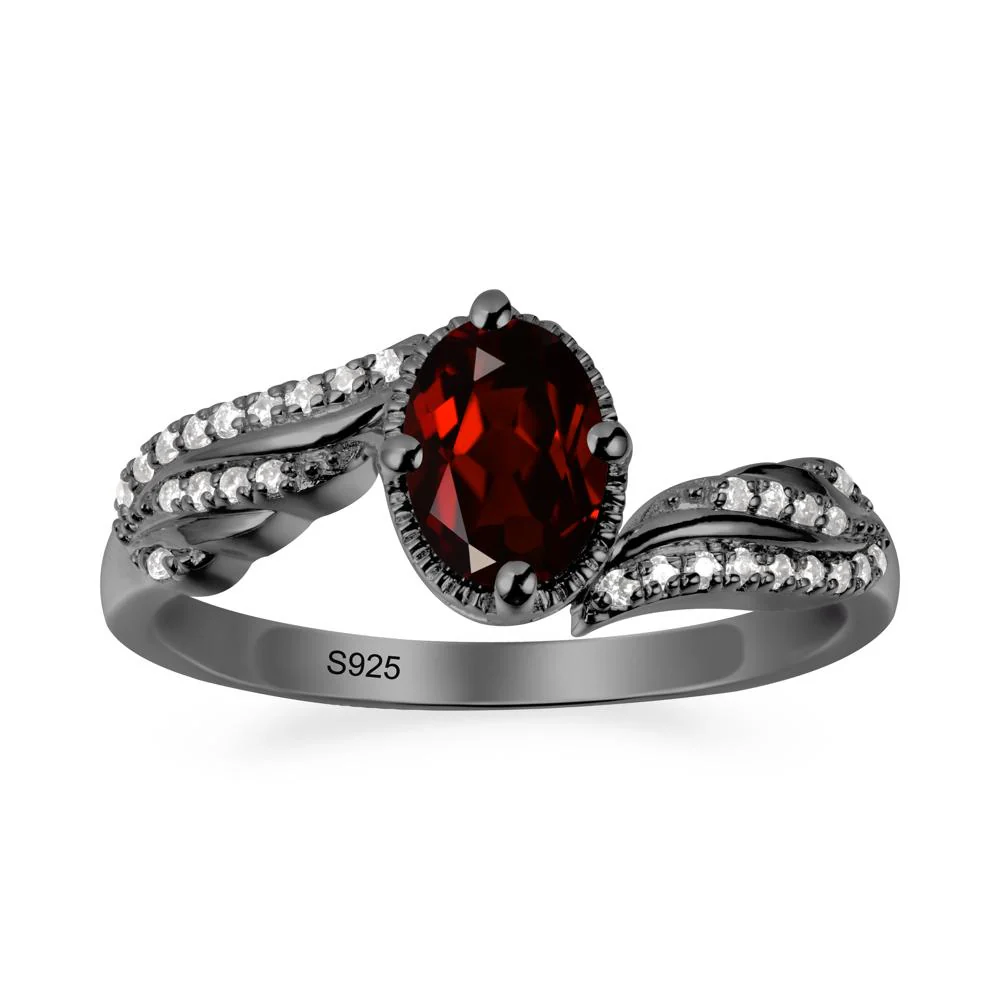 Oval Garnet Ring with Milgrain Halo - Image 7