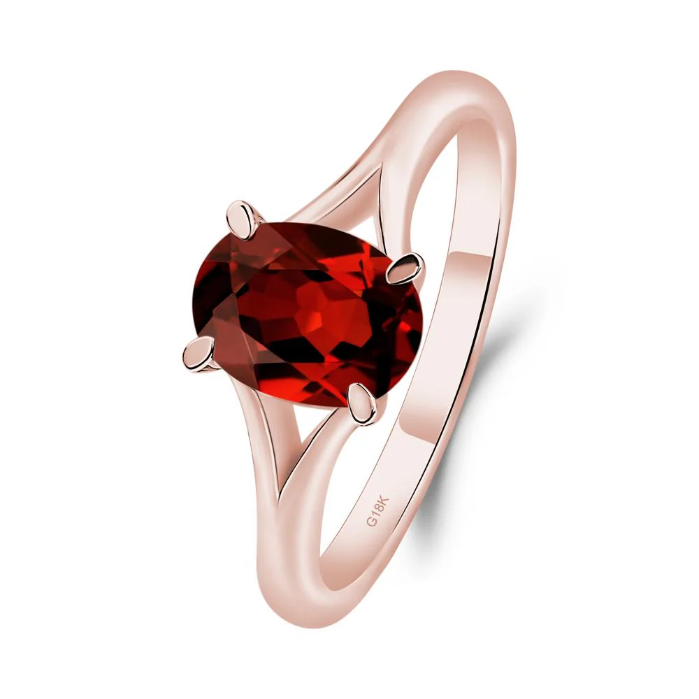 Garnet Split Shank Ring