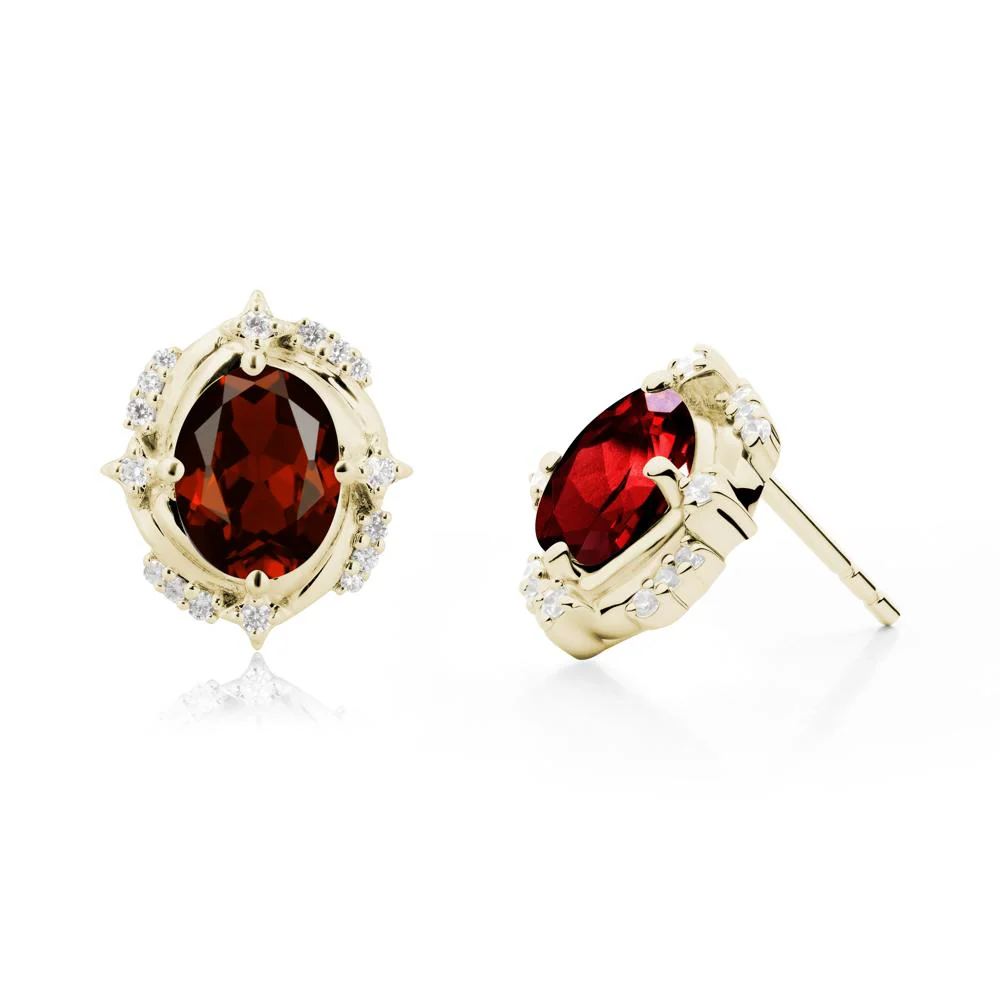 Oval Garnet Stud Earrings - Image 3