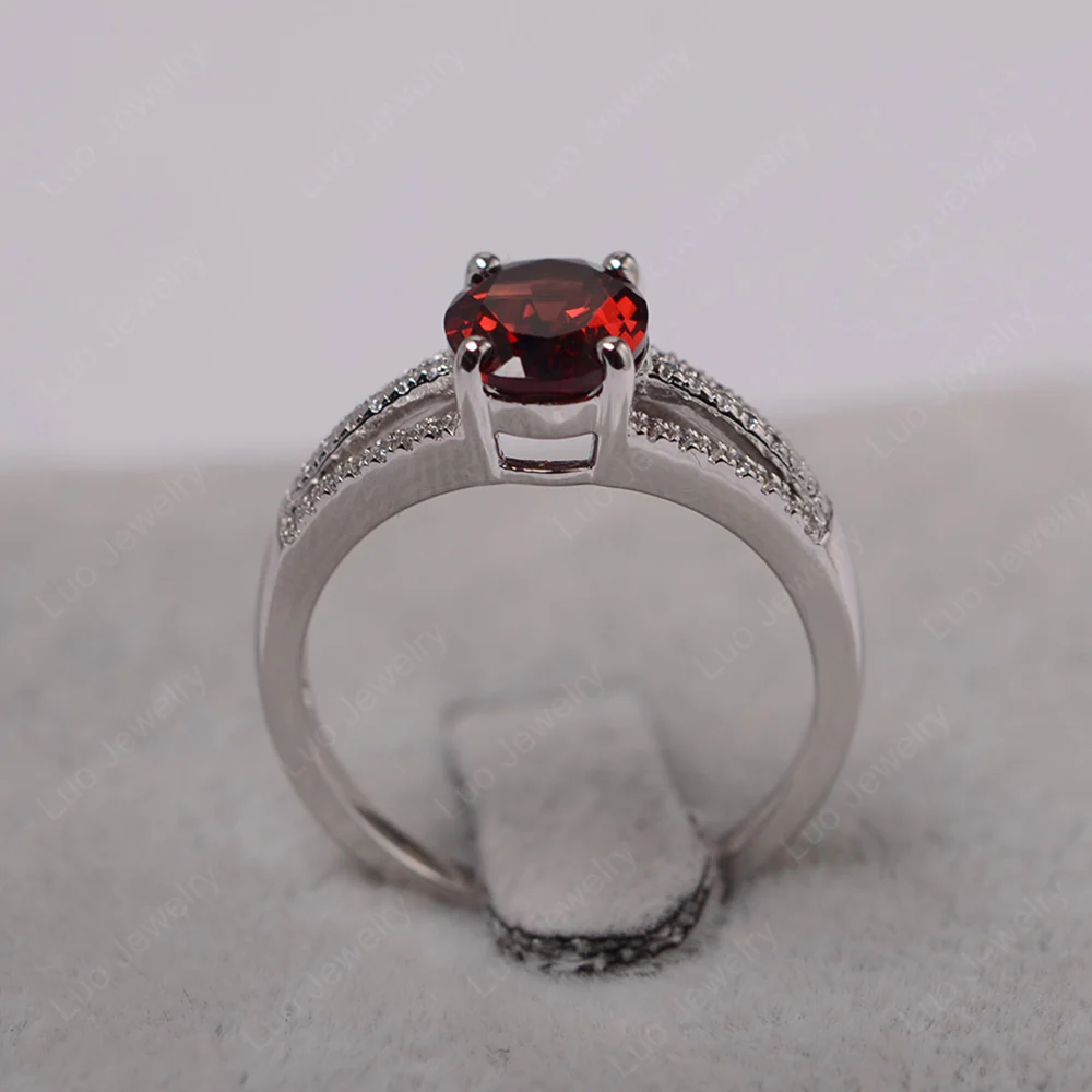 Garnet Triple Split Shank Ring - Image 3
