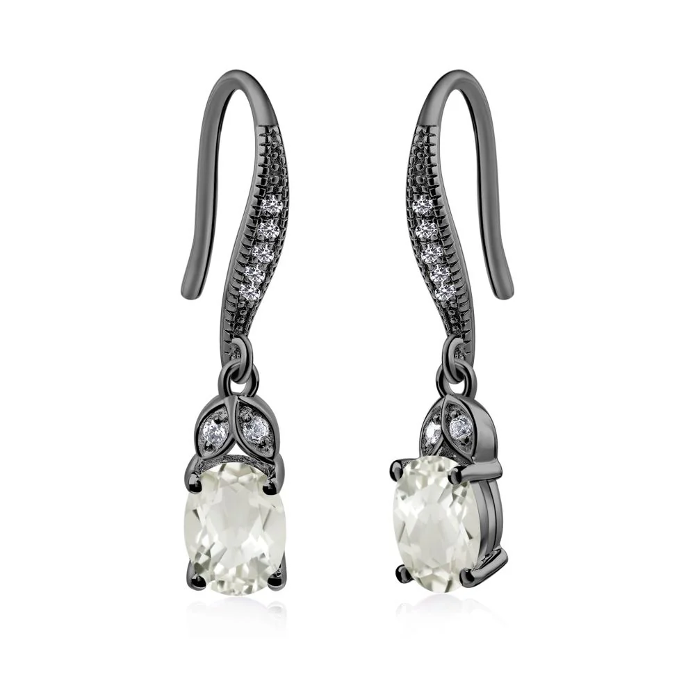 Oval Green Amethyst Dangling Earrings - Image 4