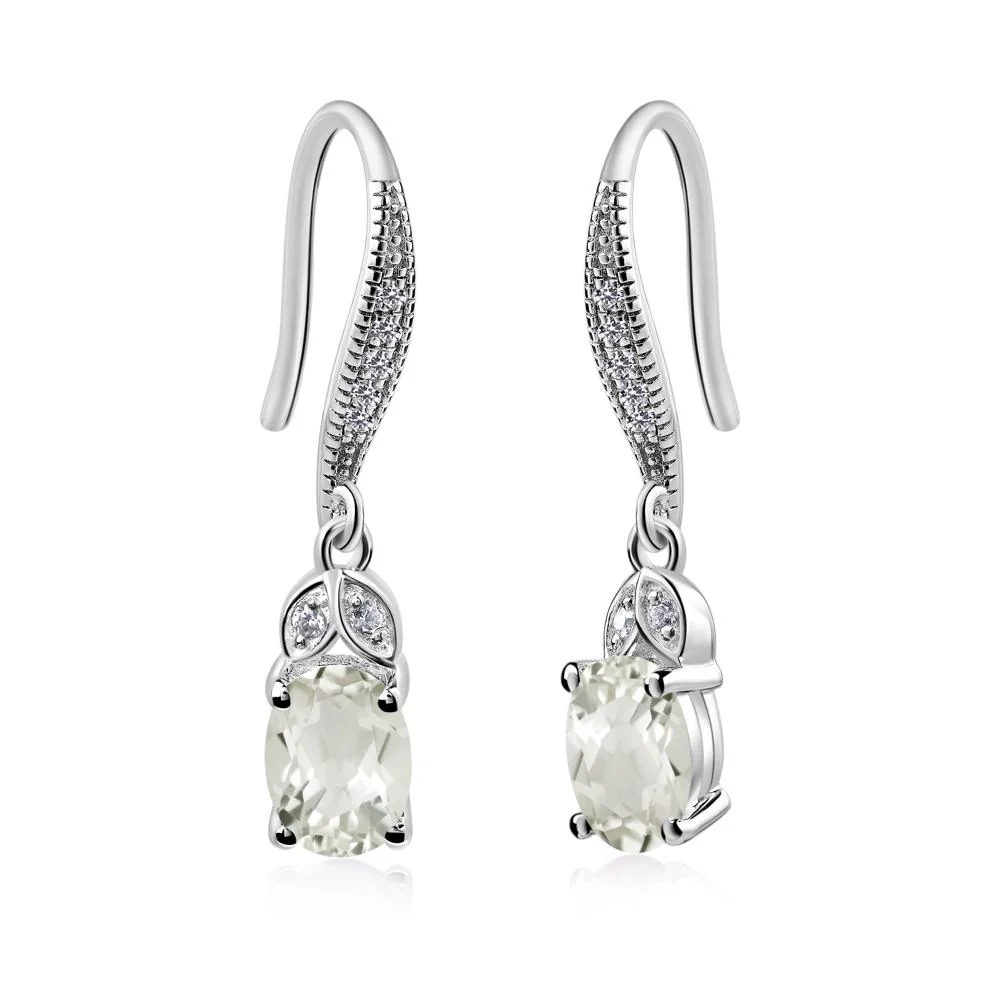 Oval Green Amethyst Dangling Earrings - Image 5