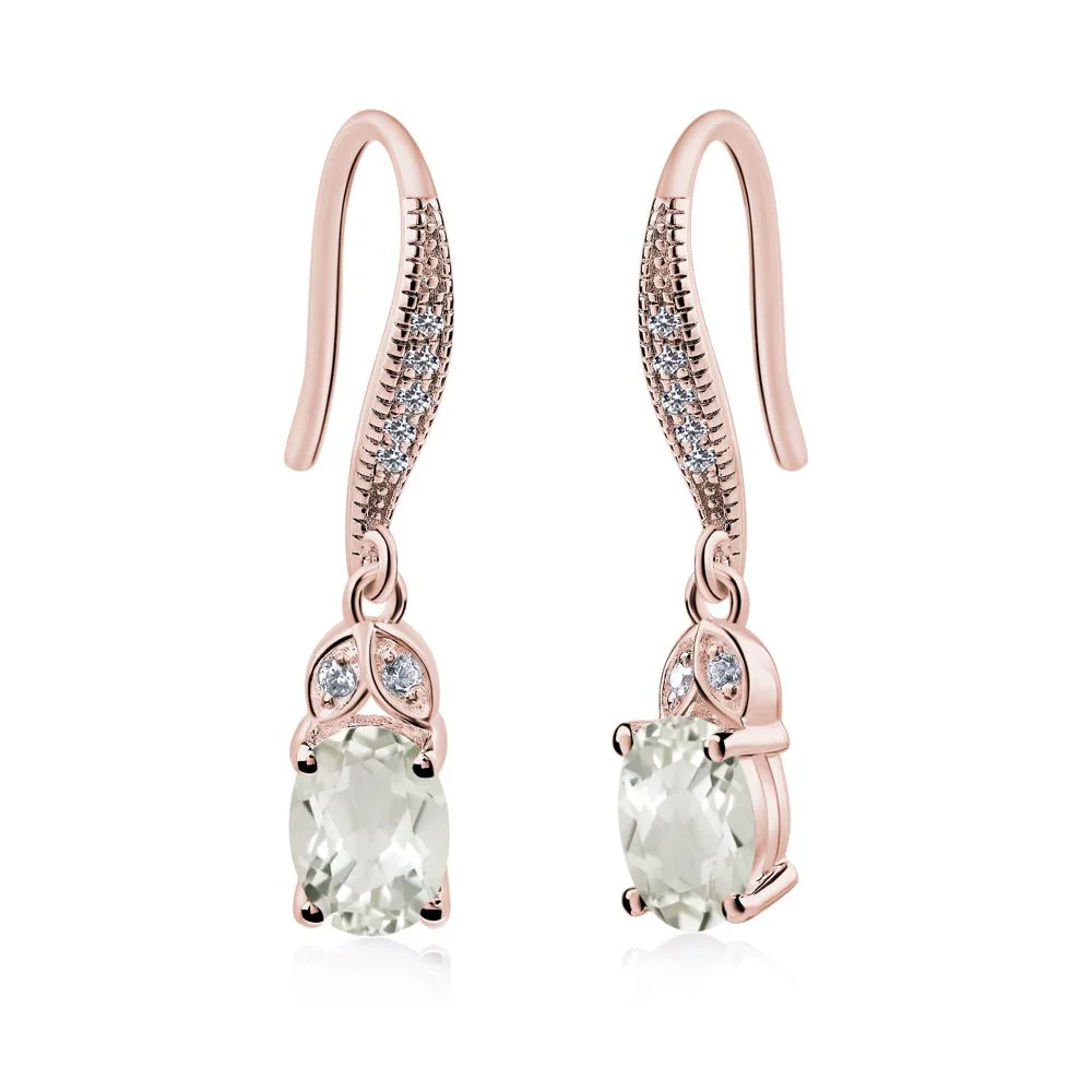Oval Green Amethyst Dangling Earrings - Image 7