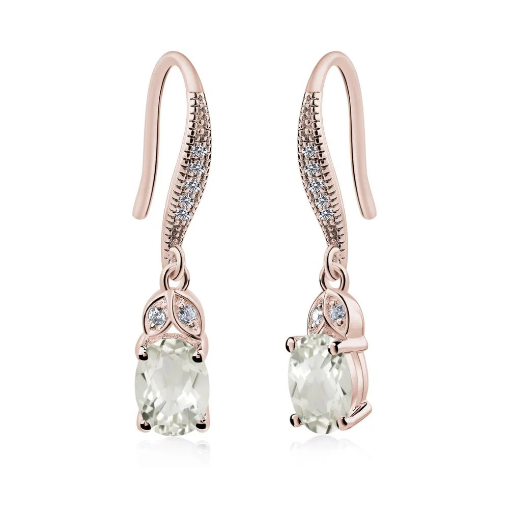 Oval Green Amethyst Dangling Earrings - Image 9