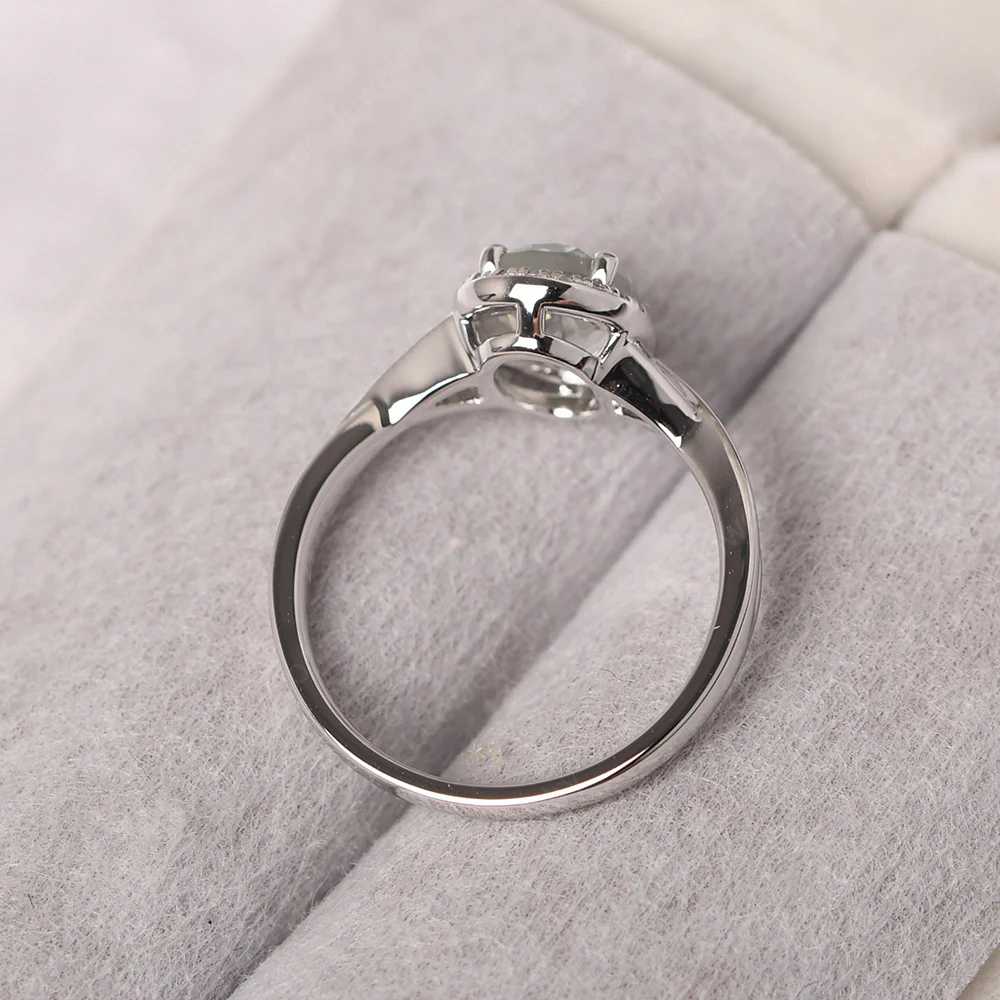 Green Amethyst Oval Halo Engagement Ring - Image 3