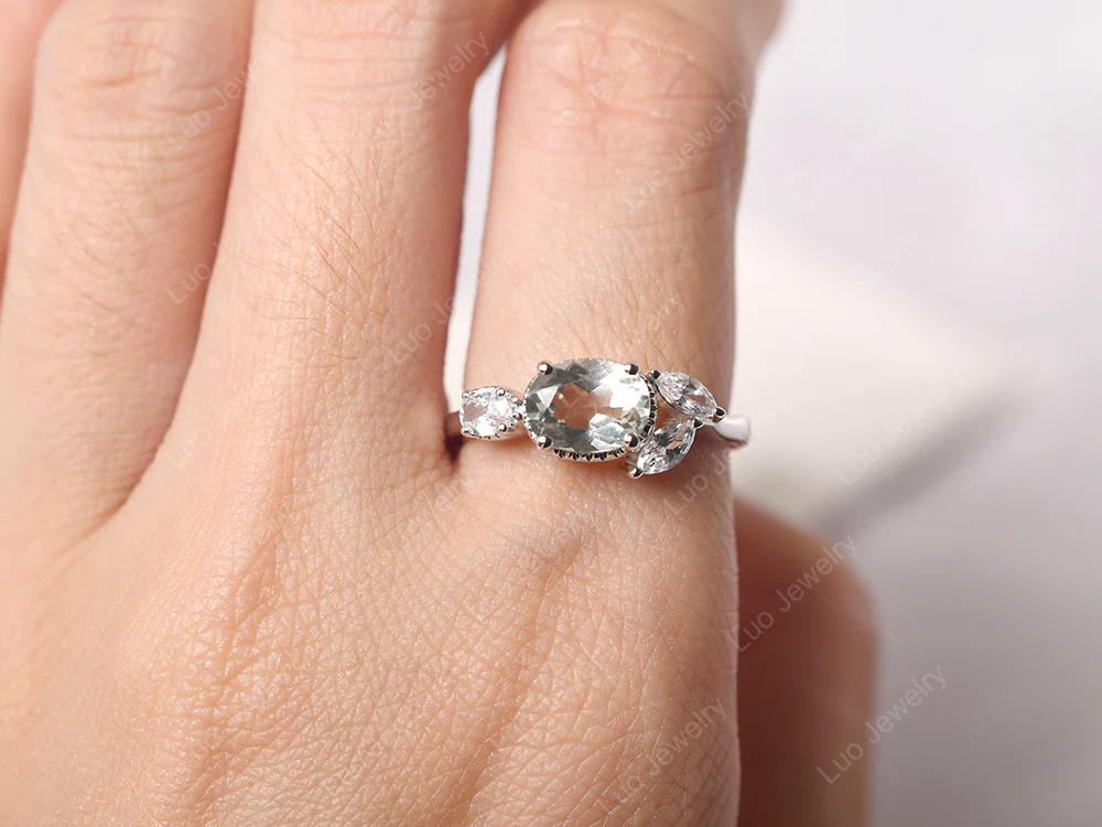 Oval Green Amethyst Cluster Ring - Image 5