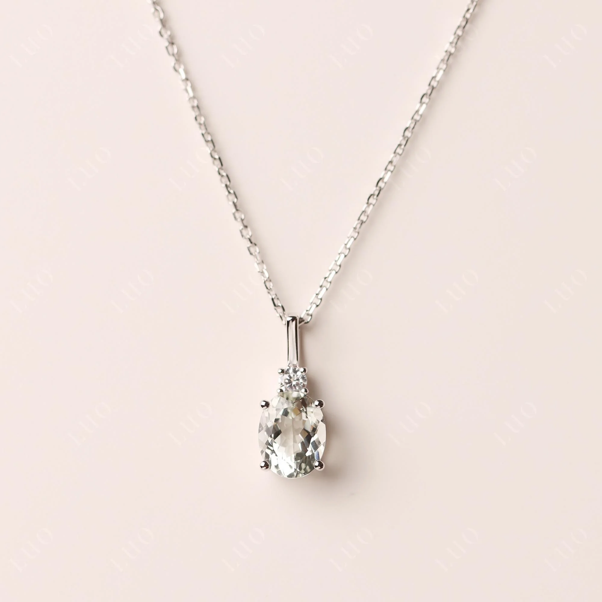 Simple Oval Green Amethyst Necklace - Image 10