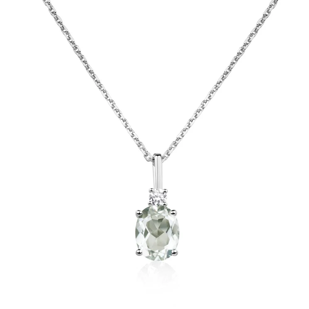 Simple Oval Green Amethyst Necklace - Image 4