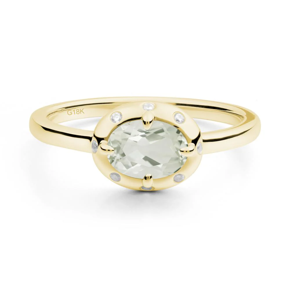 Oval Green Amethyst Ring with Faux-Bezel Setting - Image 6
