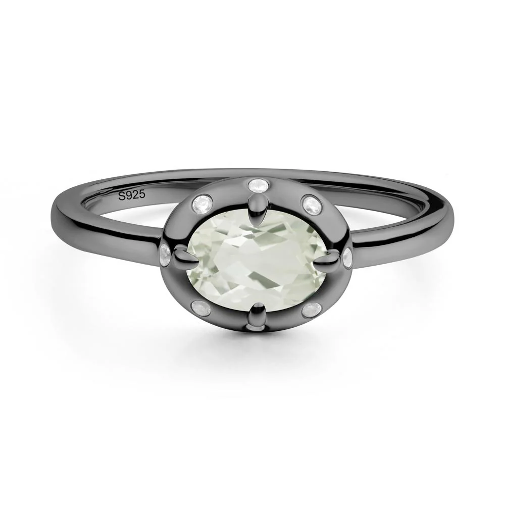 Oval Green Amethyst Ring with Faux-Bezel Setting - Image 8
