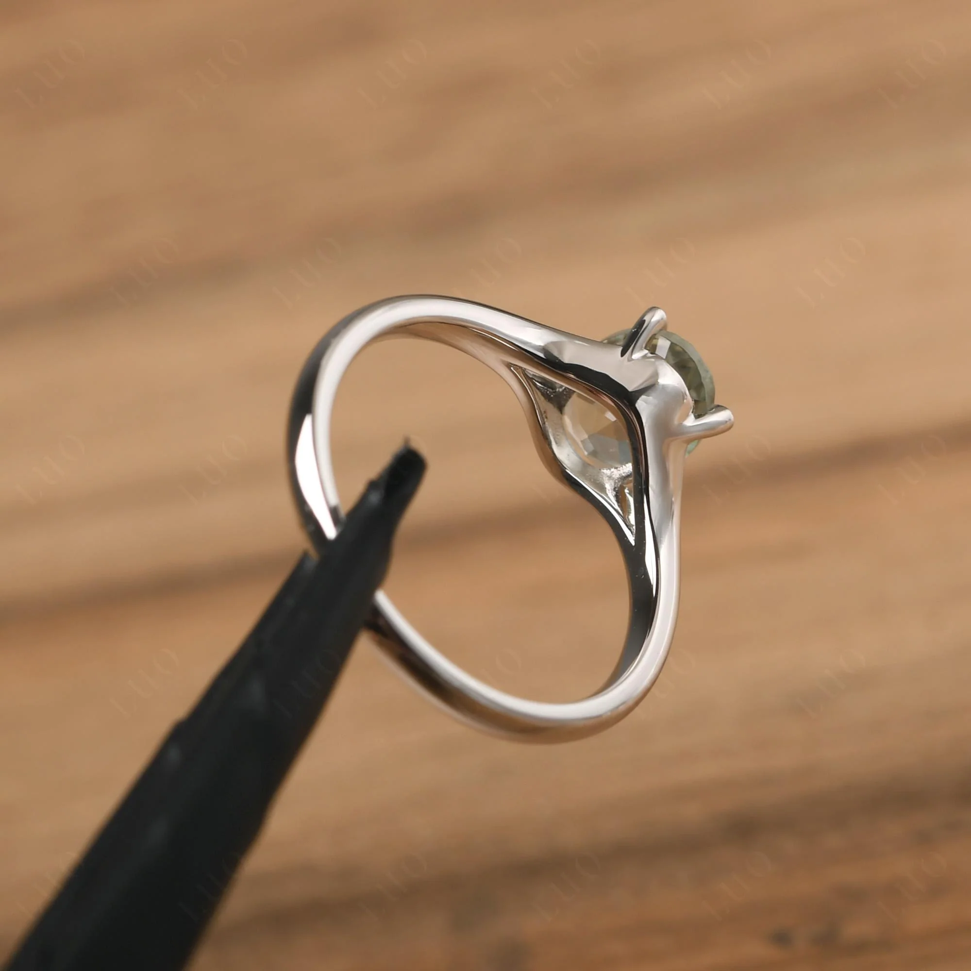 Green Amethyst Solitaire Promise Ring - Image 32