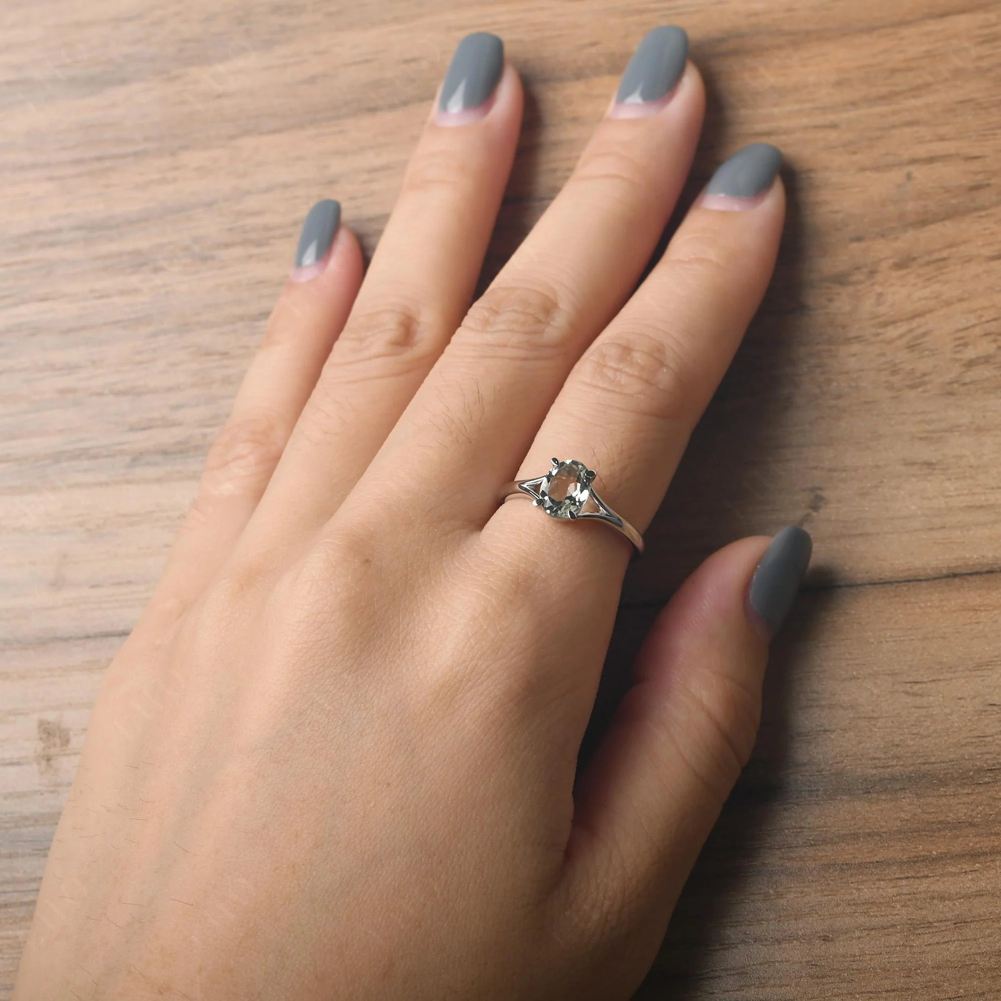 Green Amethyst Solitaire Promise Ring - Image 33