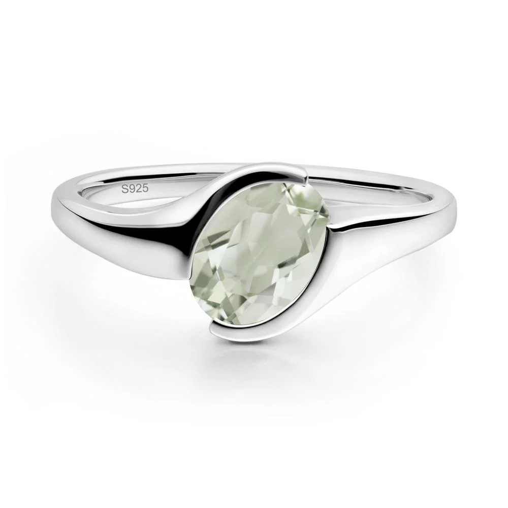 Oval Green Amethyst Tension Ring - Image 5