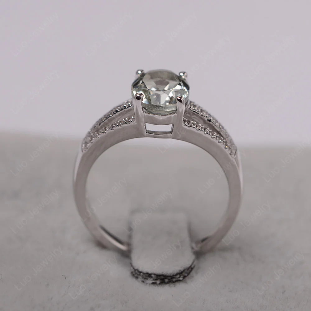Green Amethyst Triple Split Shank Ring - Image 3