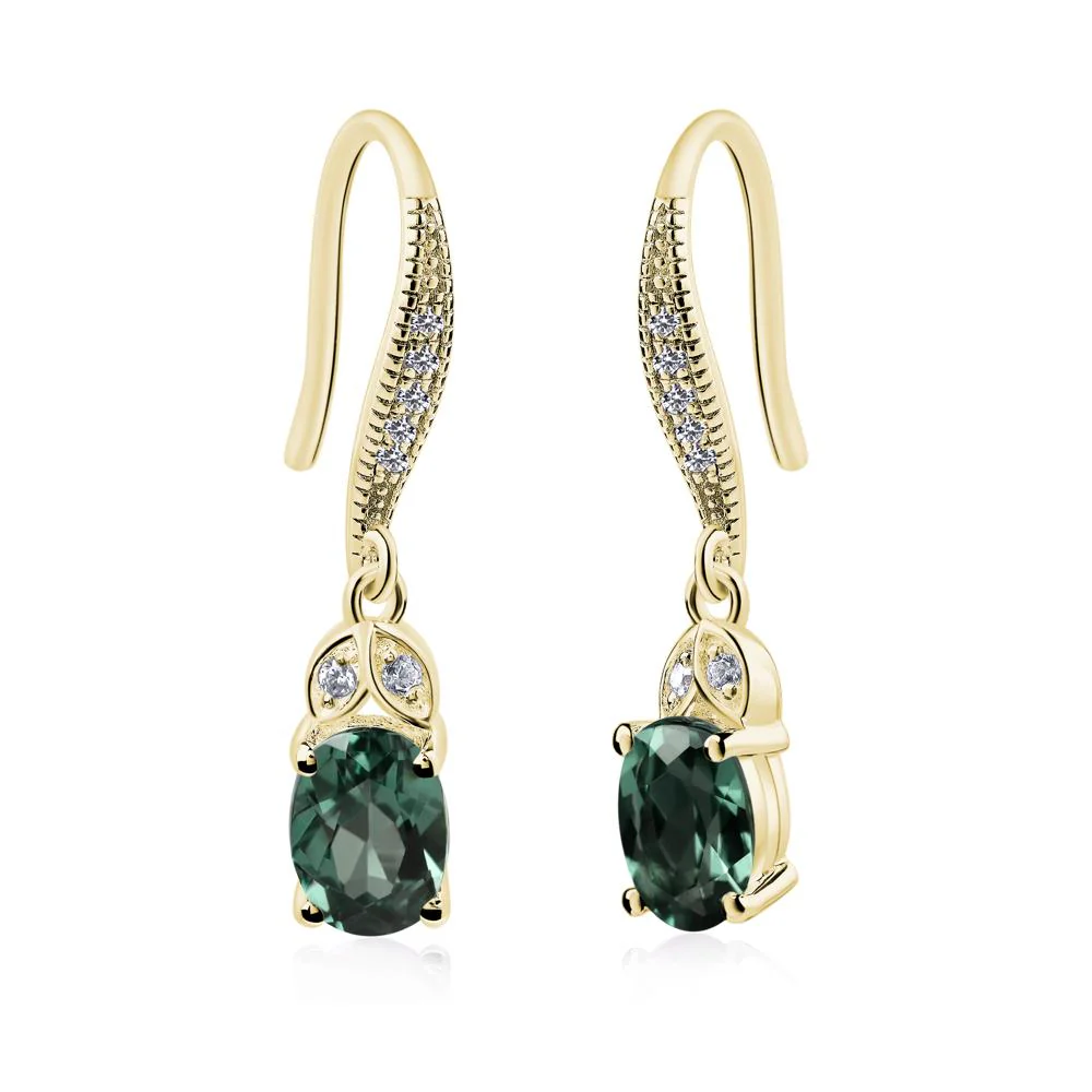 Oval Green Sapphire Dangling Earrings - Image 5