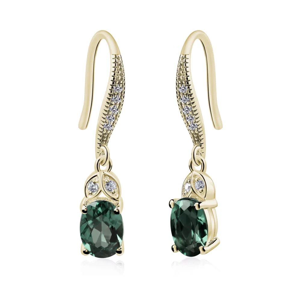 Oval Green Sapphire Dangling Earrings - Image 8