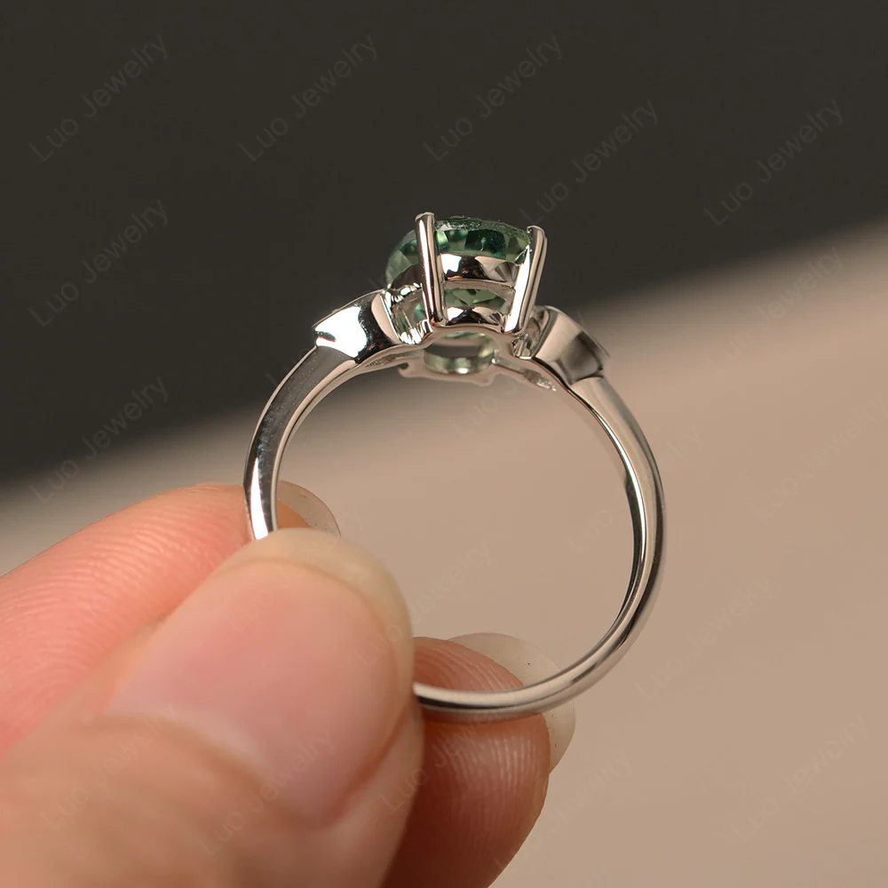 Oval Shaped Green Sapphire Engagement Ring - Image 3