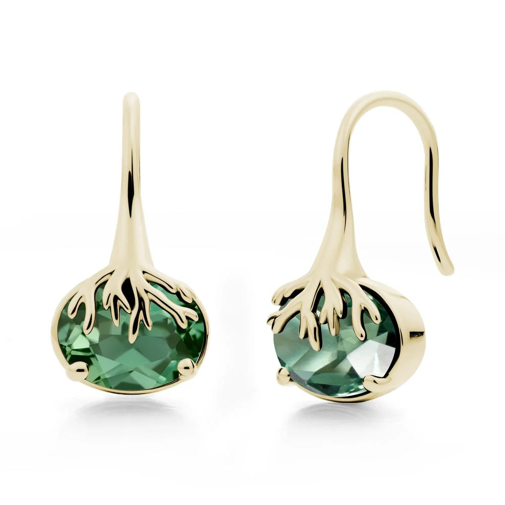 Oval Green Sapphire French Hook Earrings - Image 8