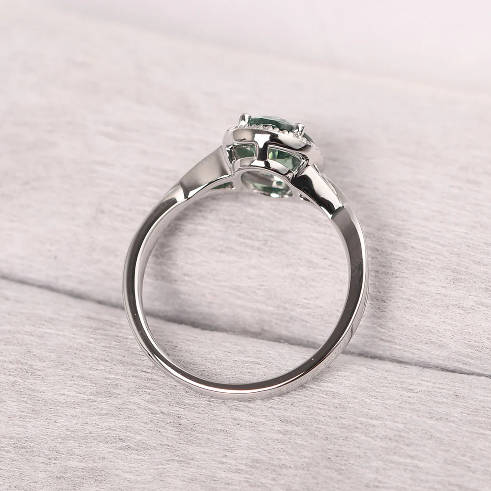 Green Sapphire Oval Halo Ring - Image 3