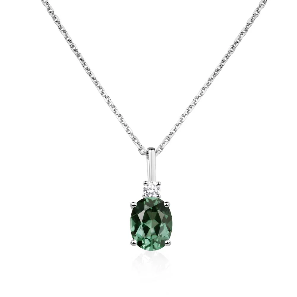 Simple Oval Green Sapphire Necklace - Image 3