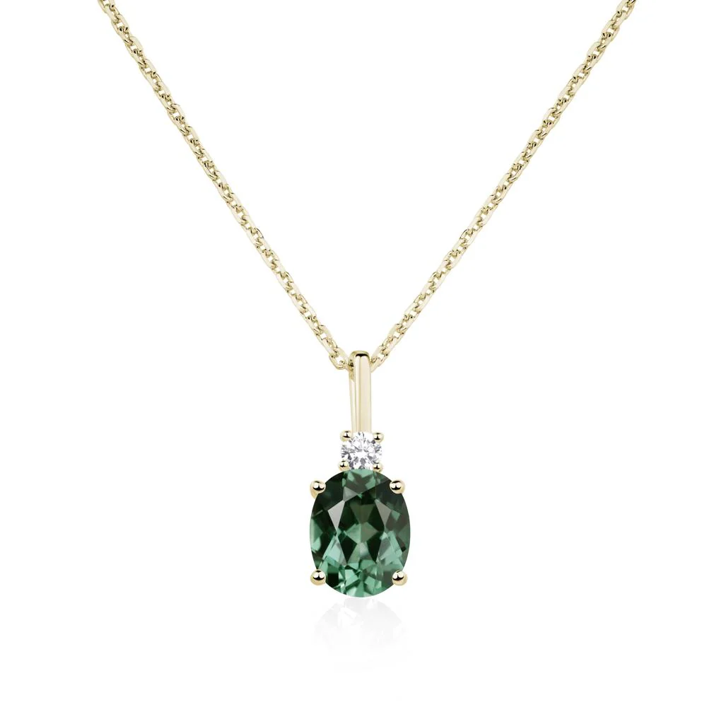 Simple Oval Green Sapphire Necklace - Image 4