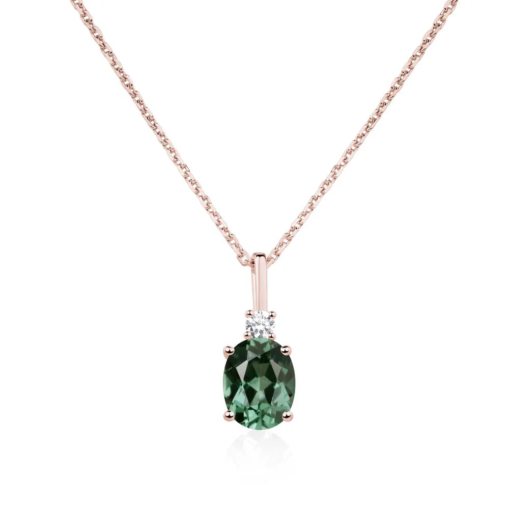Simple Oval Green Sapphire Necklace - Image 9