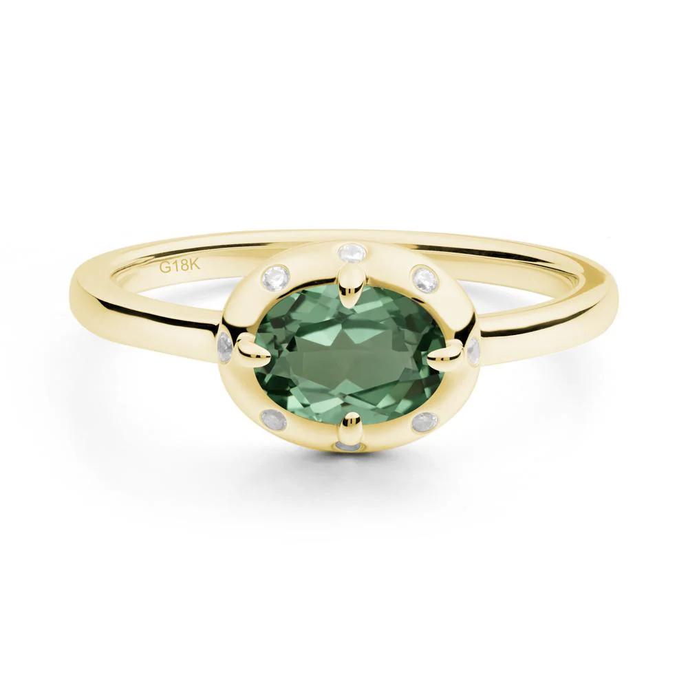 Oval Green Sapphire Ring with Faux-Bezel Setting - Image 5