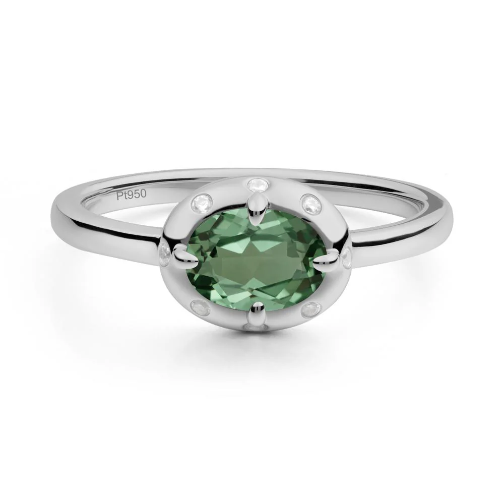 Oval Green Sapphire Ring with Faux-Bezel Setting - Image 6