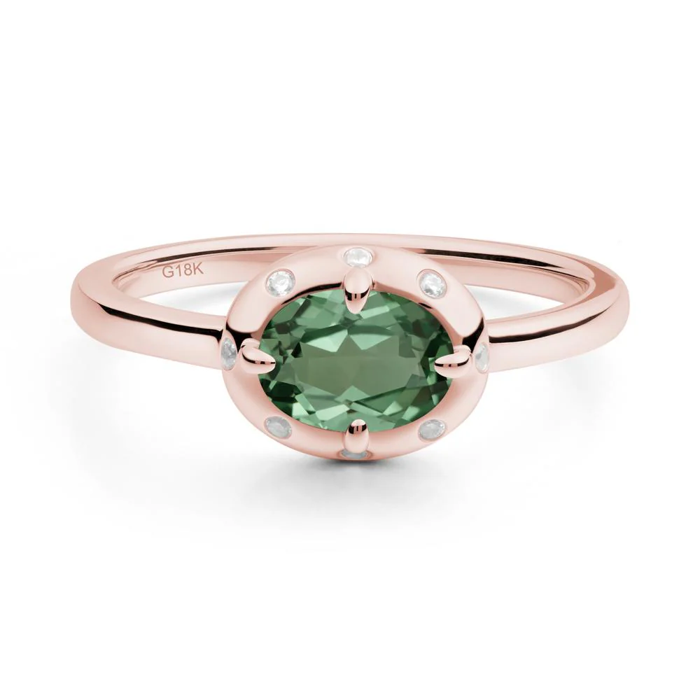 Oval Green Sapphire Ring with Faux-Bezel Setting - Image 7