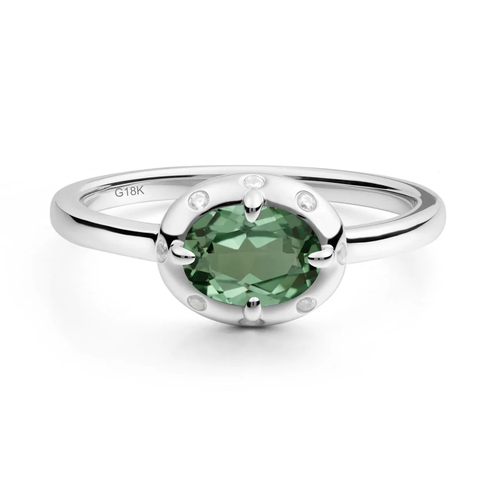 Oval Green Sapphire Ring with Faux-Bezel Setting - Image 9