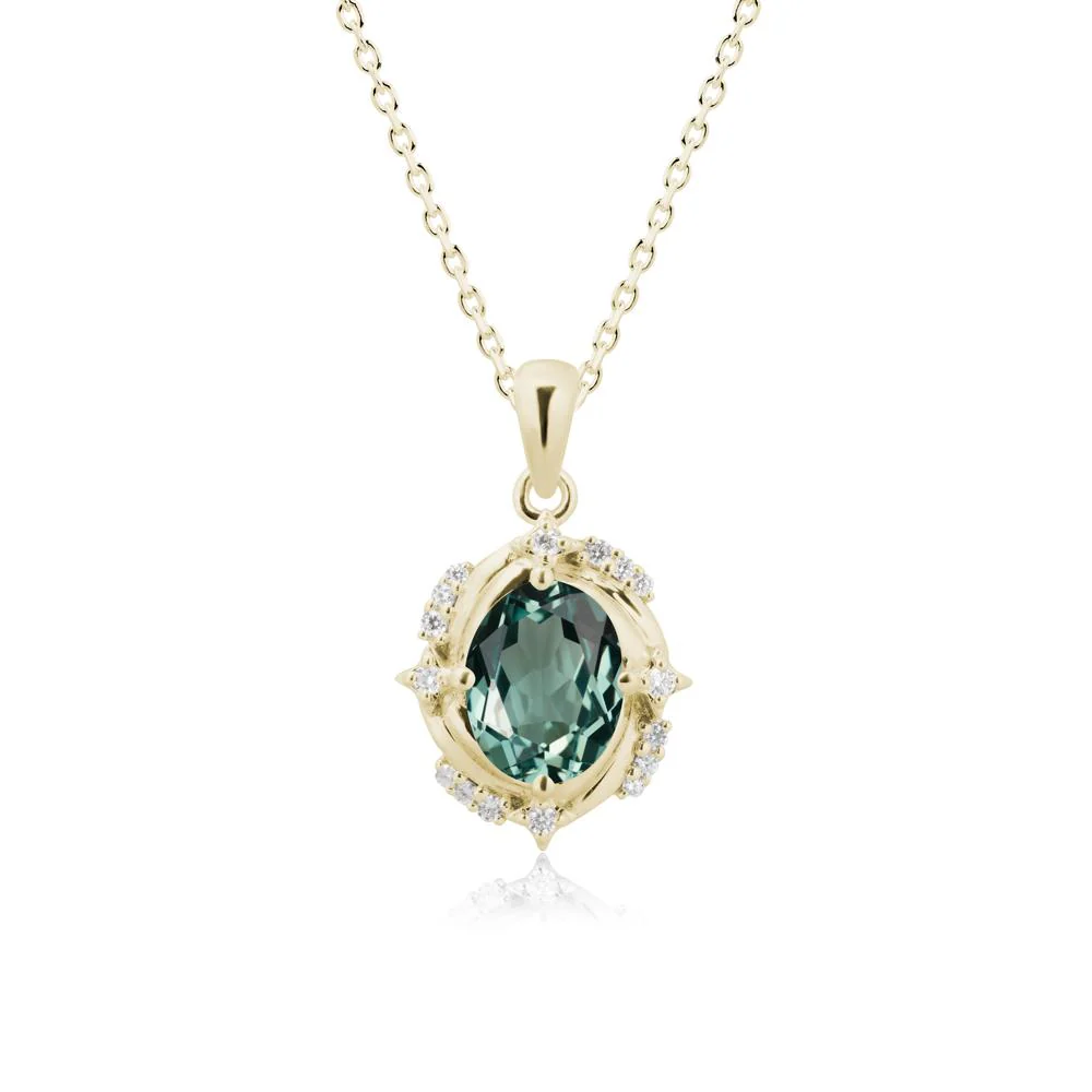 Oval Green Sapphire Shooting Star Pendant Necklace - Image 3