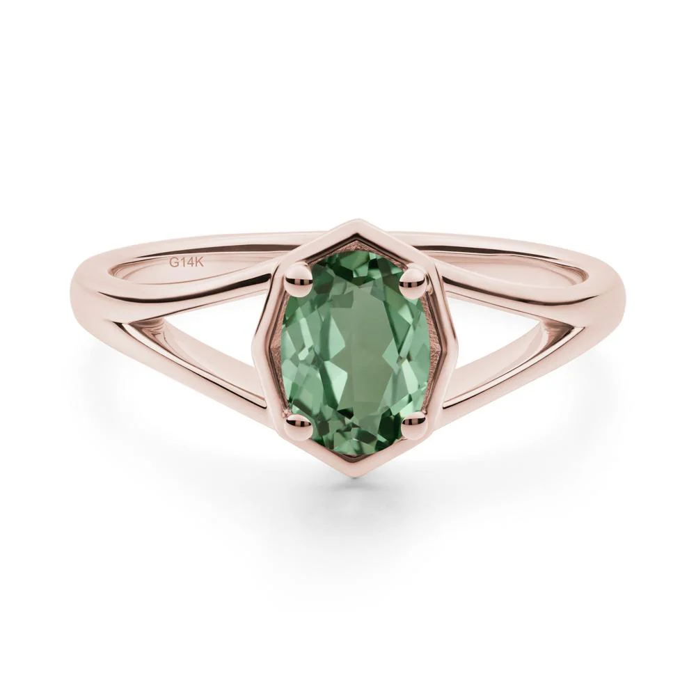 Oval Green Sapphire Split Shank Eengagement Ring - Image 2