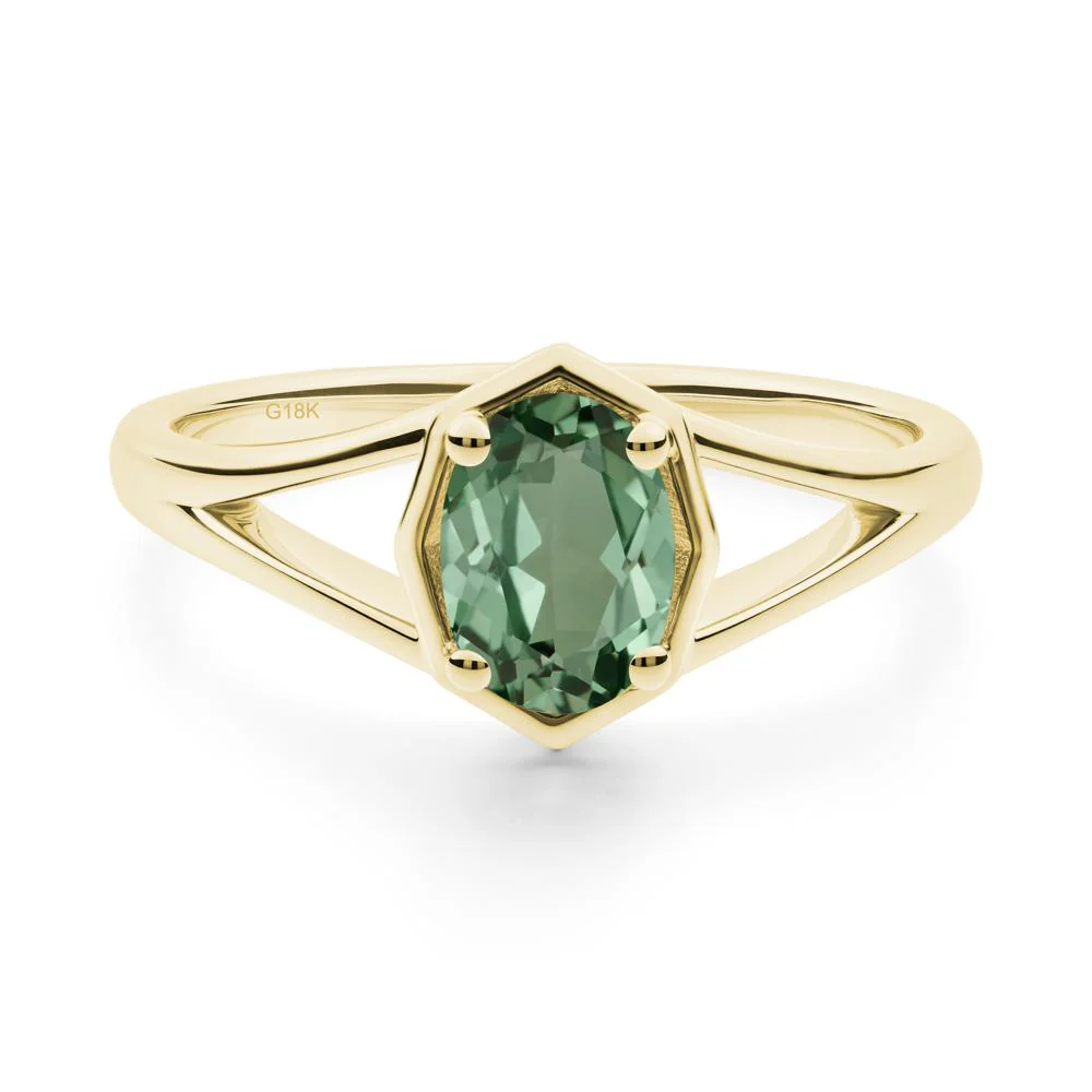 Oval Green Sapphire Split Shank Eengagement Ring - Image 3
