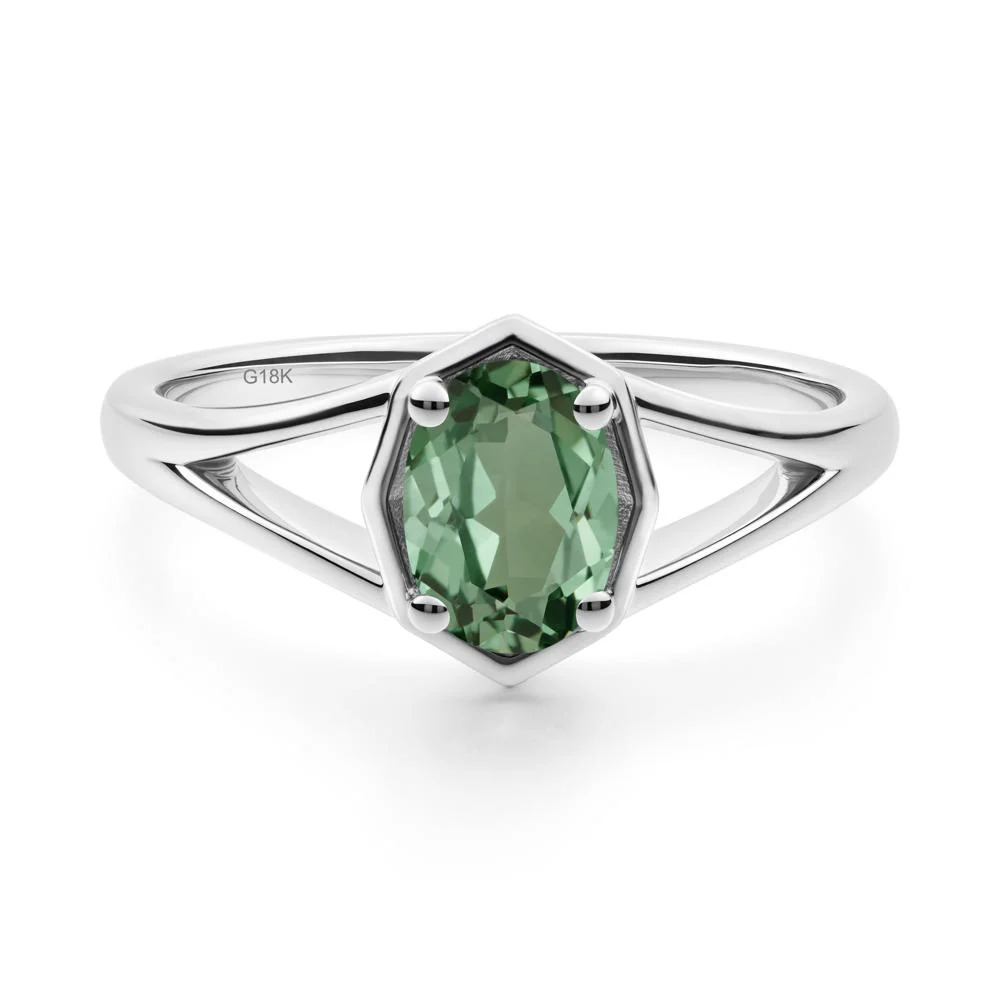 Oval Green Sapphire Split Shank Eengagement Ring - Image 4