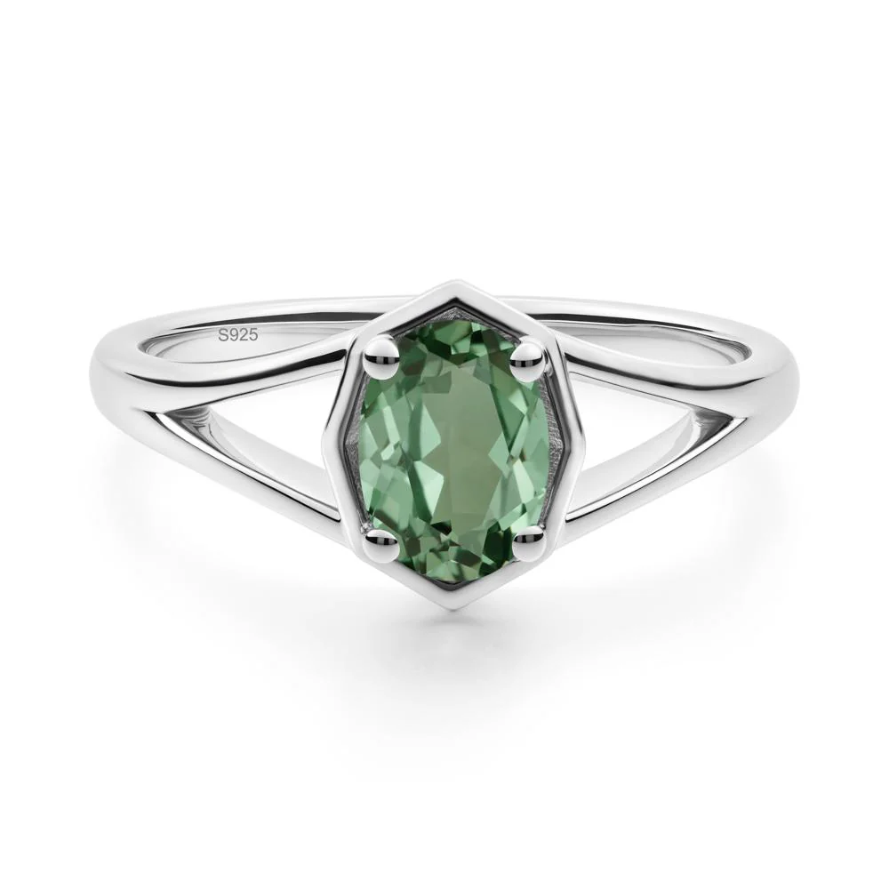 Oval Green Sapphire Split Shank Eengagement Ring - Image 5