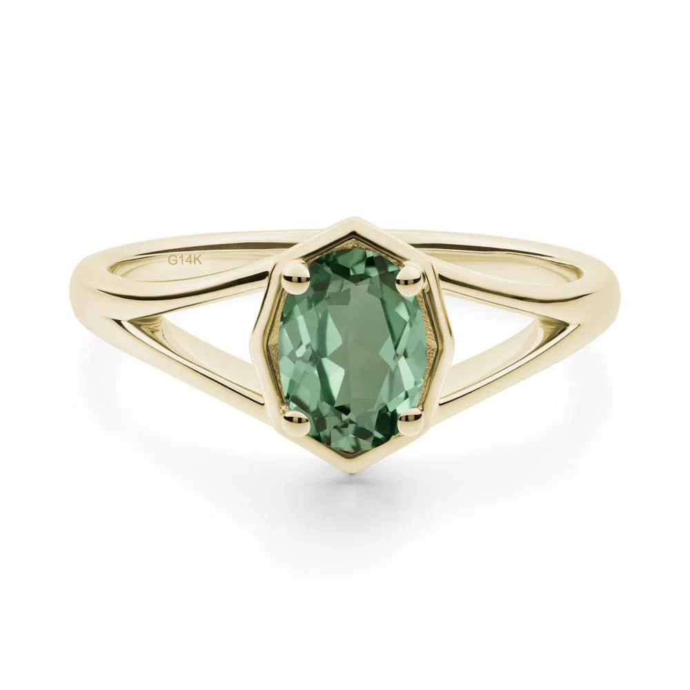 Oval Green Sapphire Split Shank Eengagement Ring - Image 6