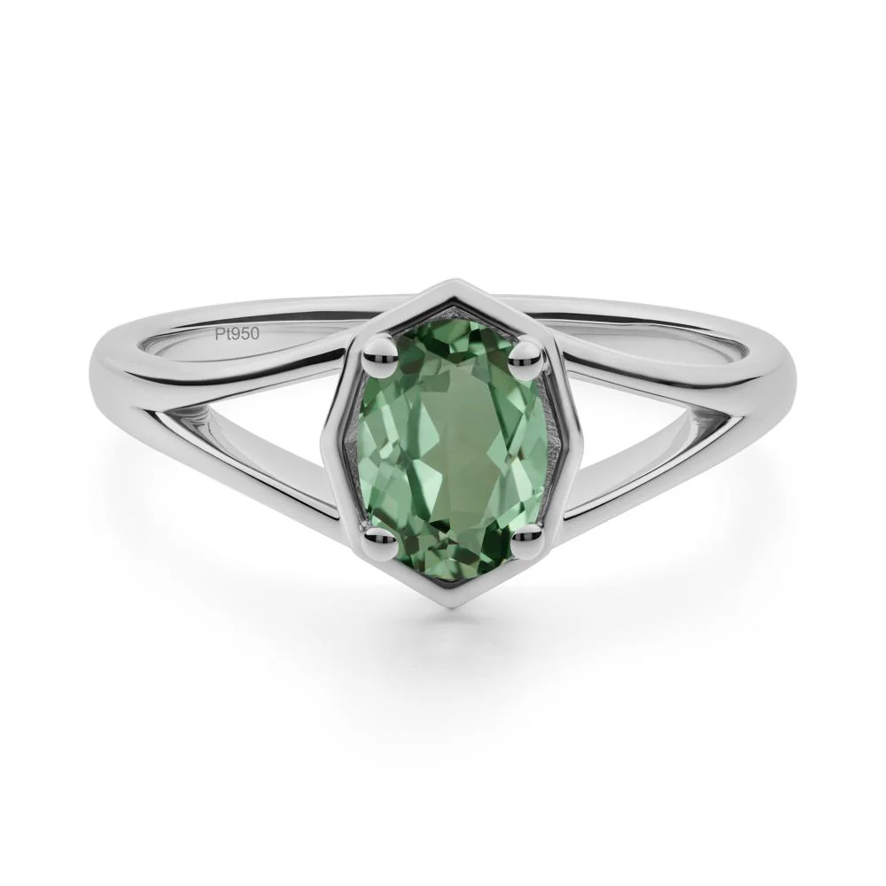 Oval Green Sapphire Split Shank Eengagement Ring - Image 7