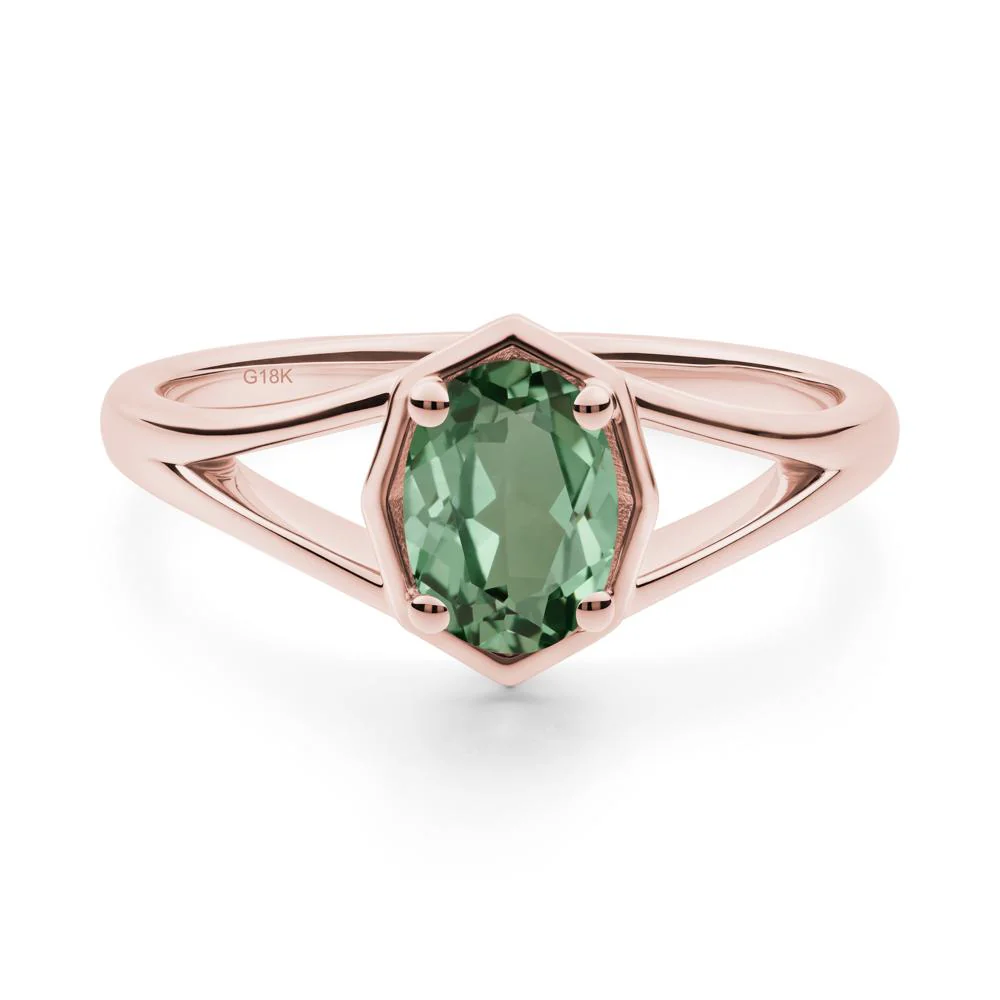 Oval Green Sapphire Split Shank Eengagement Ring - Image 8