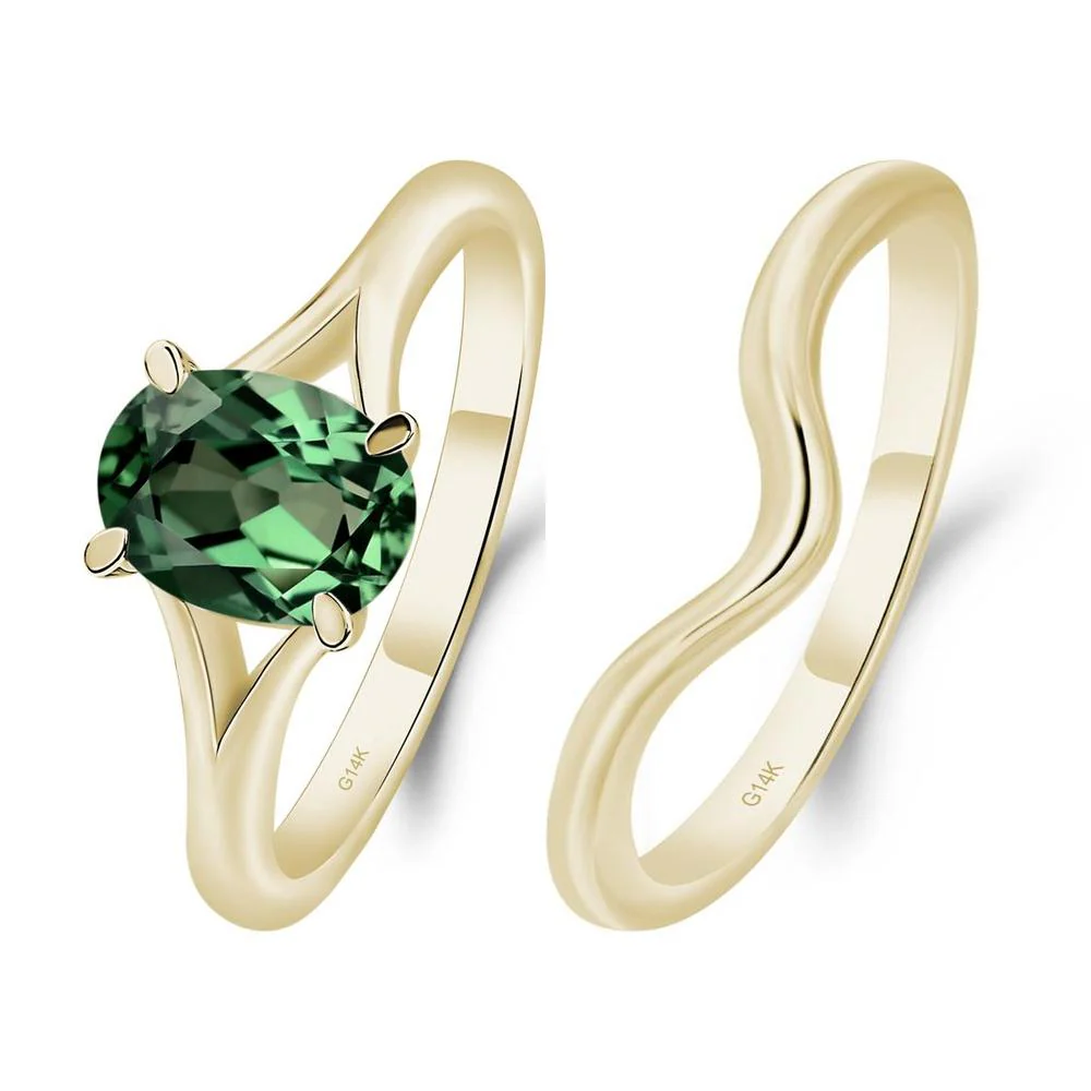 Green Sapphire Split Shank Engagement Ring - Image 15