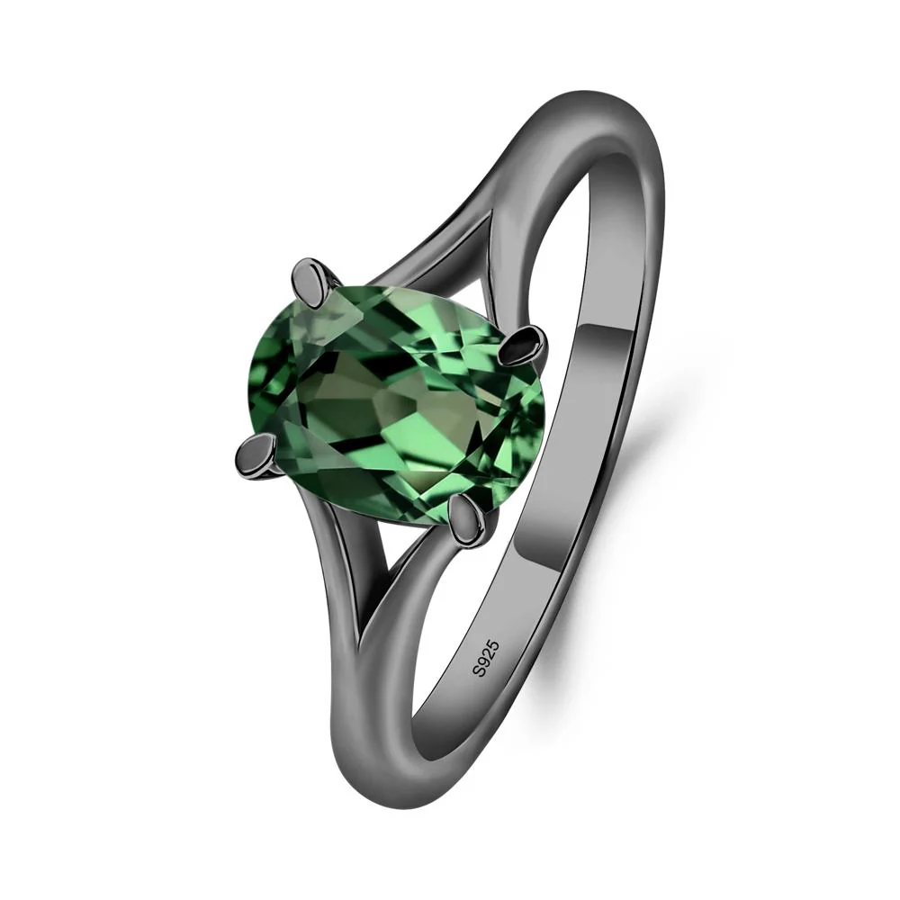 Green Sapphire Split Shank Engagement Ring - Image 2
