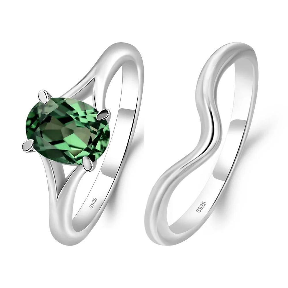 Green Sapphire Split Shank Engagement Ring - Image 27